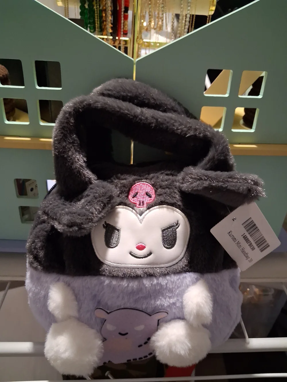 Sanrio Kuromi Plush Kids Handbag - Black and Light Purple Accent